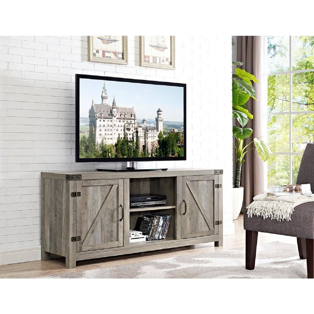 Gray – Rustic – Tv Stands – Living Room Furniture – The Home Depot For Rustic Looking Tv Stands (View 12 of 15)