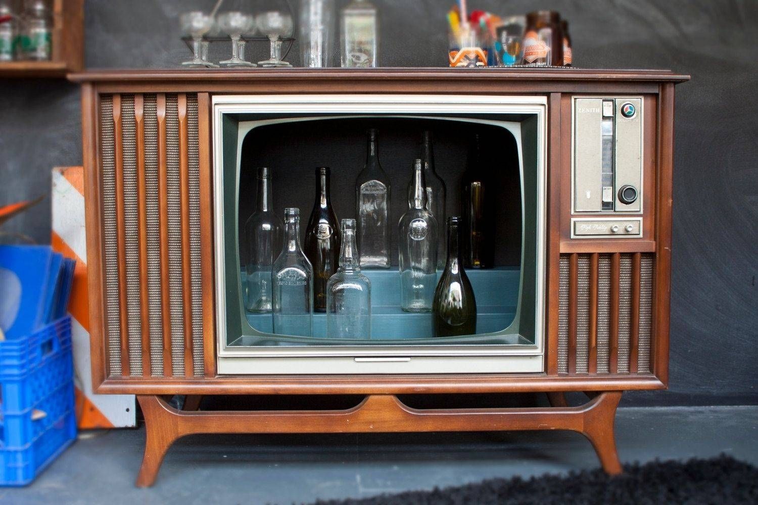 Hand Made Vintage Tv Television Cocktail Bar Cabinetwhisky Regarding Vintage Style Tv Cabinets (View 6 of 15)