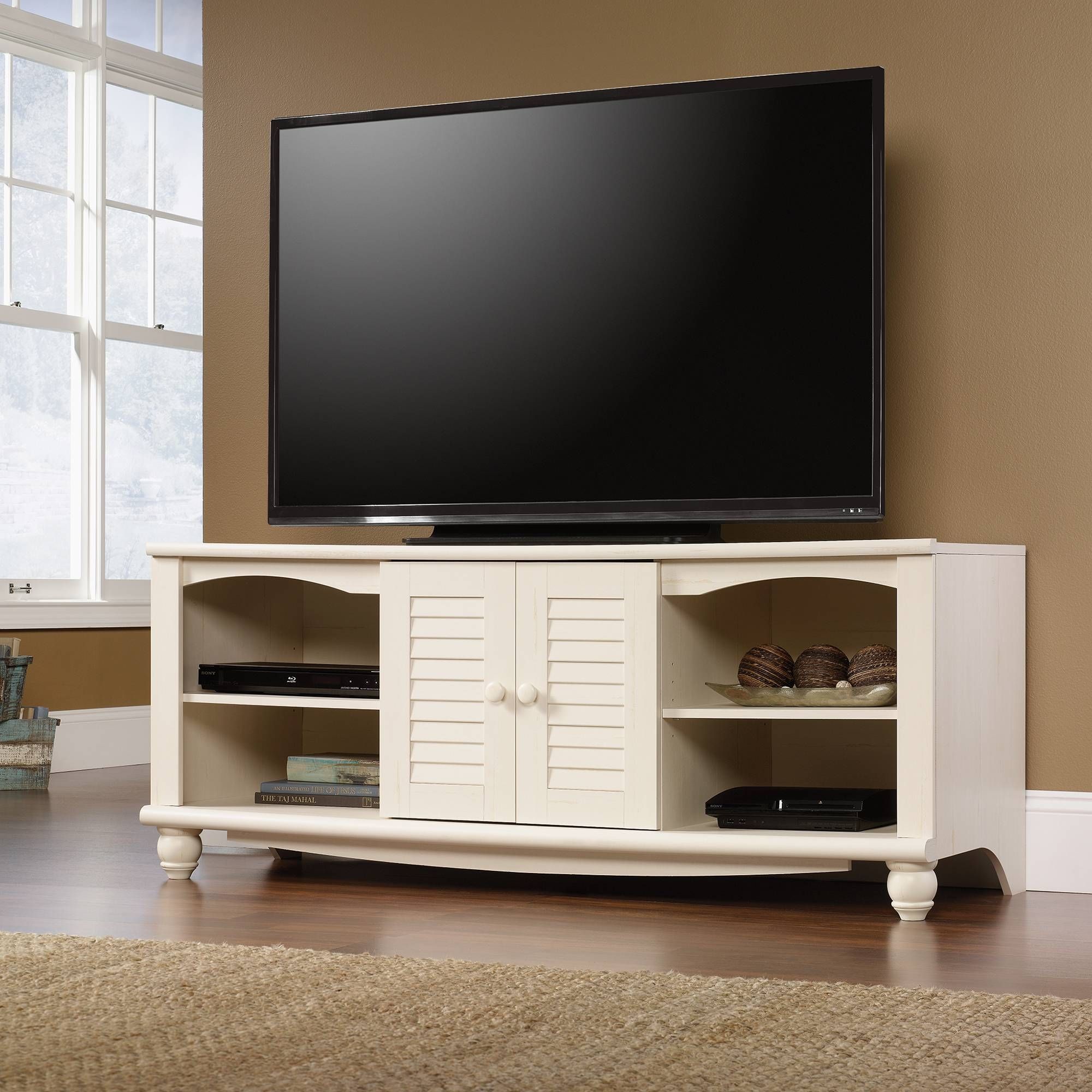 Harbor View | Entertainment Credenza | 403679 | Sauder Throughout White Tv Stands For Flat Screens (View 12 of 15)