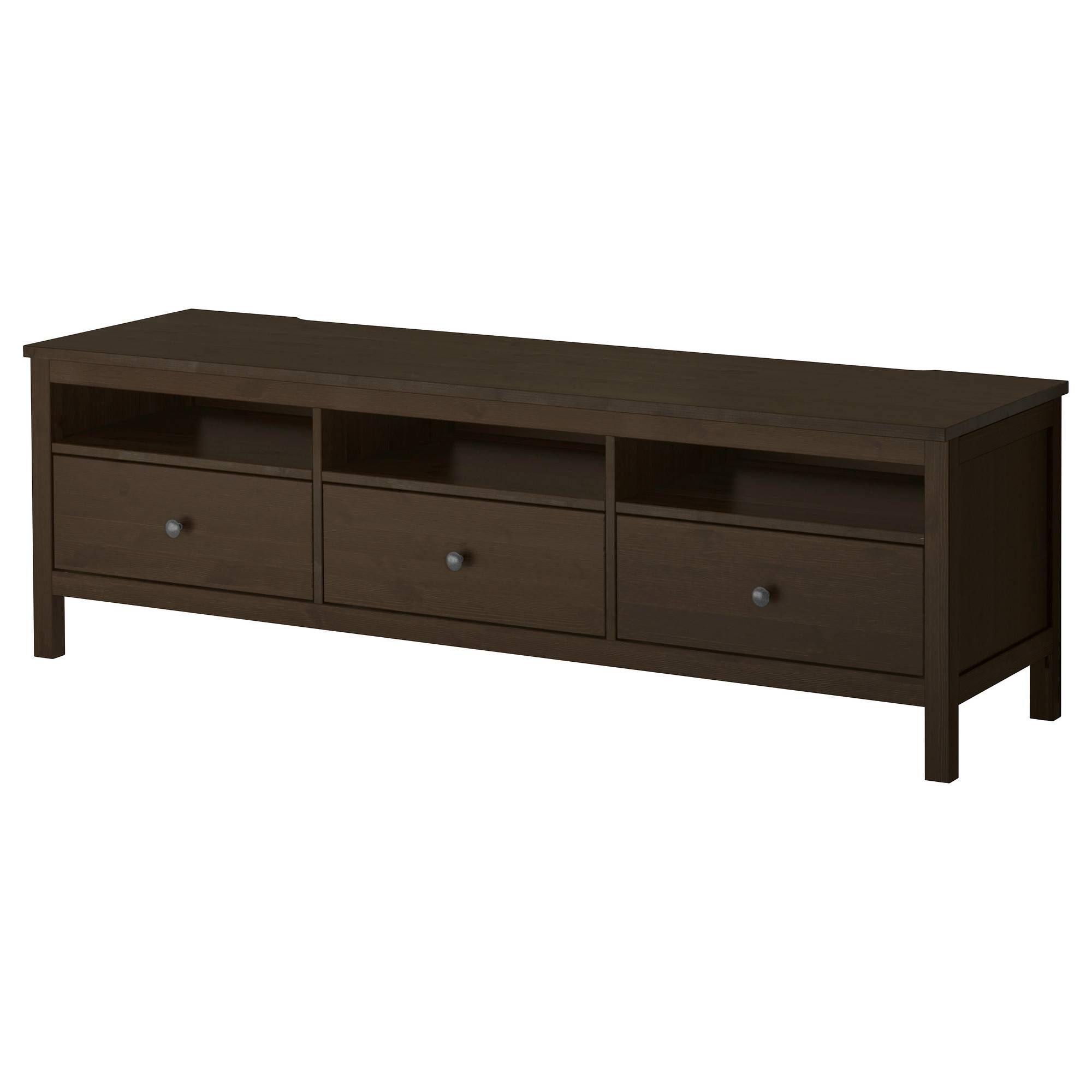Hemnes Tv Bench Black Brown 183x47 Cm – Ikea With Small Black Tv Cabinets (Photo 7 of 15)