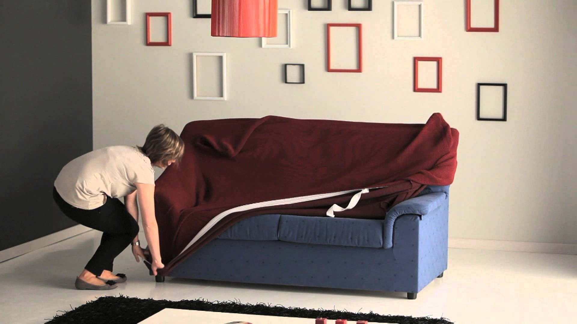 How To Put A Stretch Sofa Cover Easily – Youtube Intended For Stretch Slipcover Sofas (View 15 of 15)