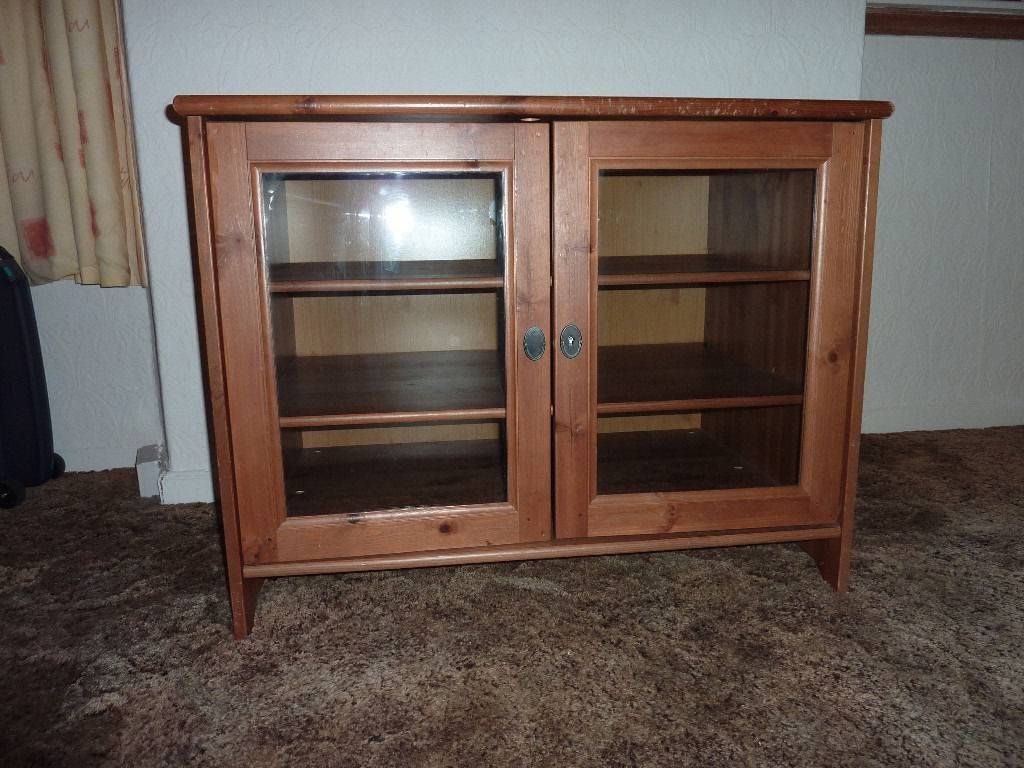 Ikea Leksvik Solid Pine Tv Cabinet With Glass Doors | In Port Intended For Solid Pine Tv Cabinets (Photo 8 of 15)