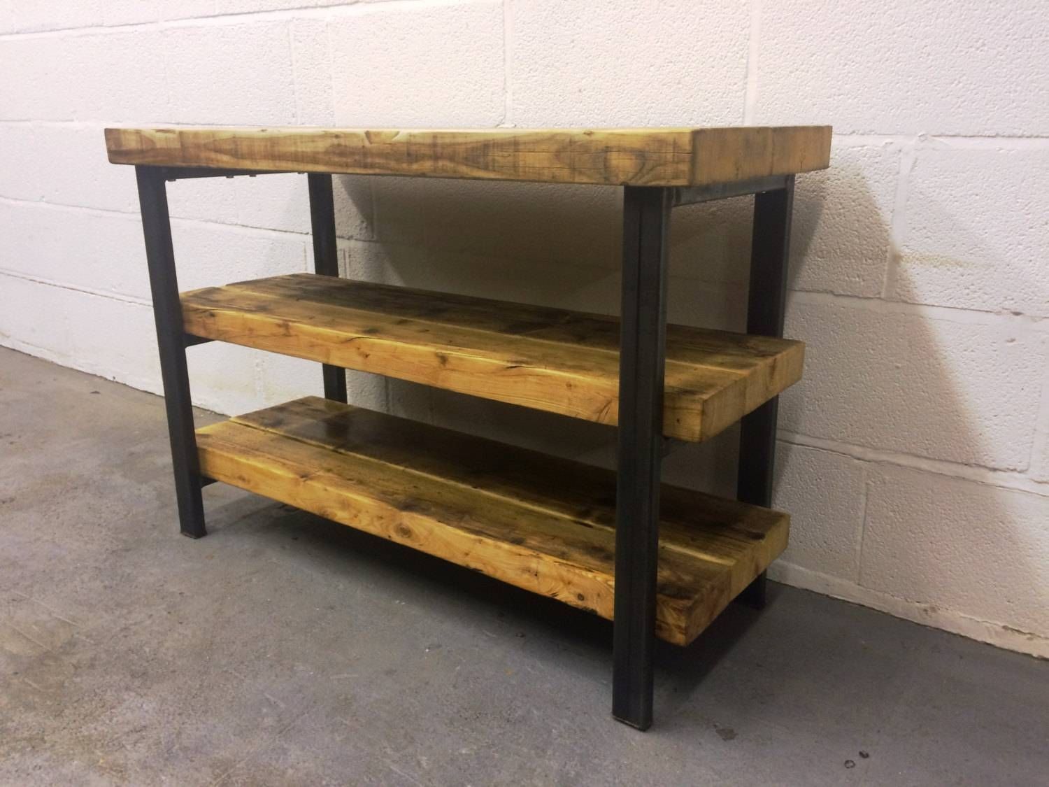 Industrial Chic Reclaimed Tv Stand Media Centre Coffee Table With Regard To Wood And Metal Tv Stands (Photo 1 of 15)
