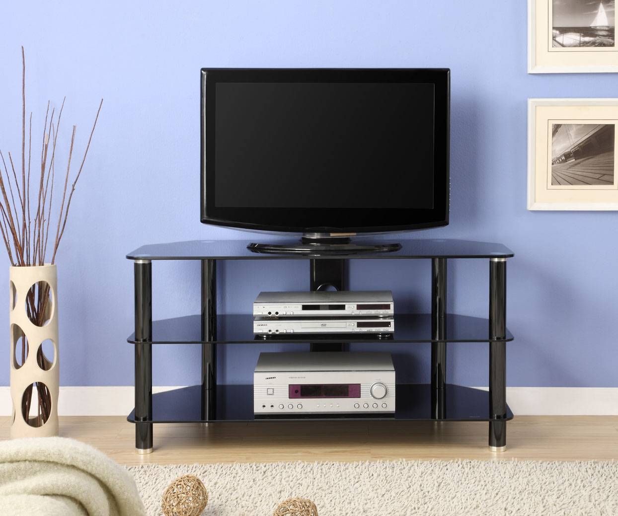 Innovex 42 In Black Glass Tv Stand Tc280g29 With Black Glass Tv Stands (Photo 9 of 15)