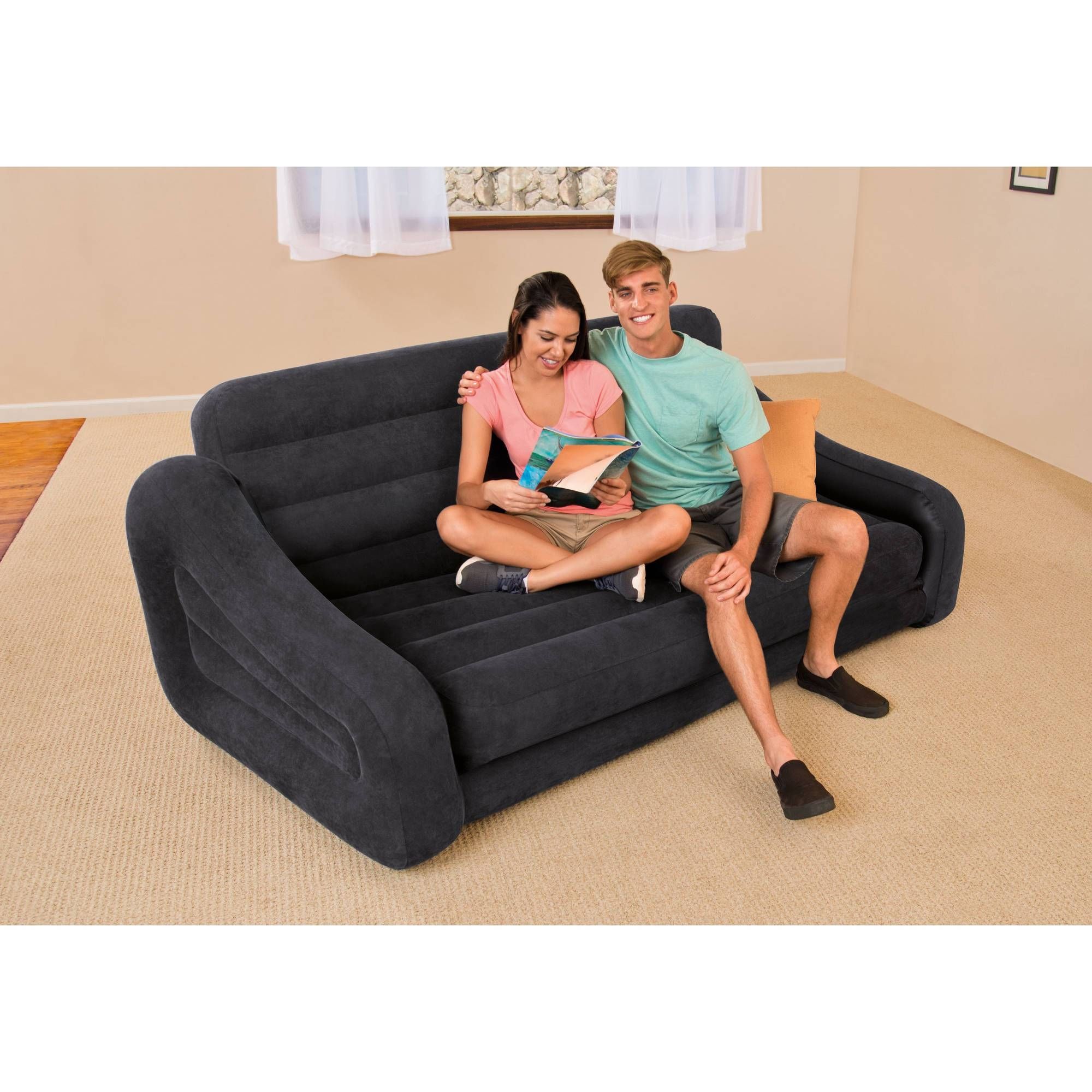 Intex Queen Inflatable Pull Out Sofa Bed – Walmart In Inflatable Pull Out Sofas (View 4 of 15)