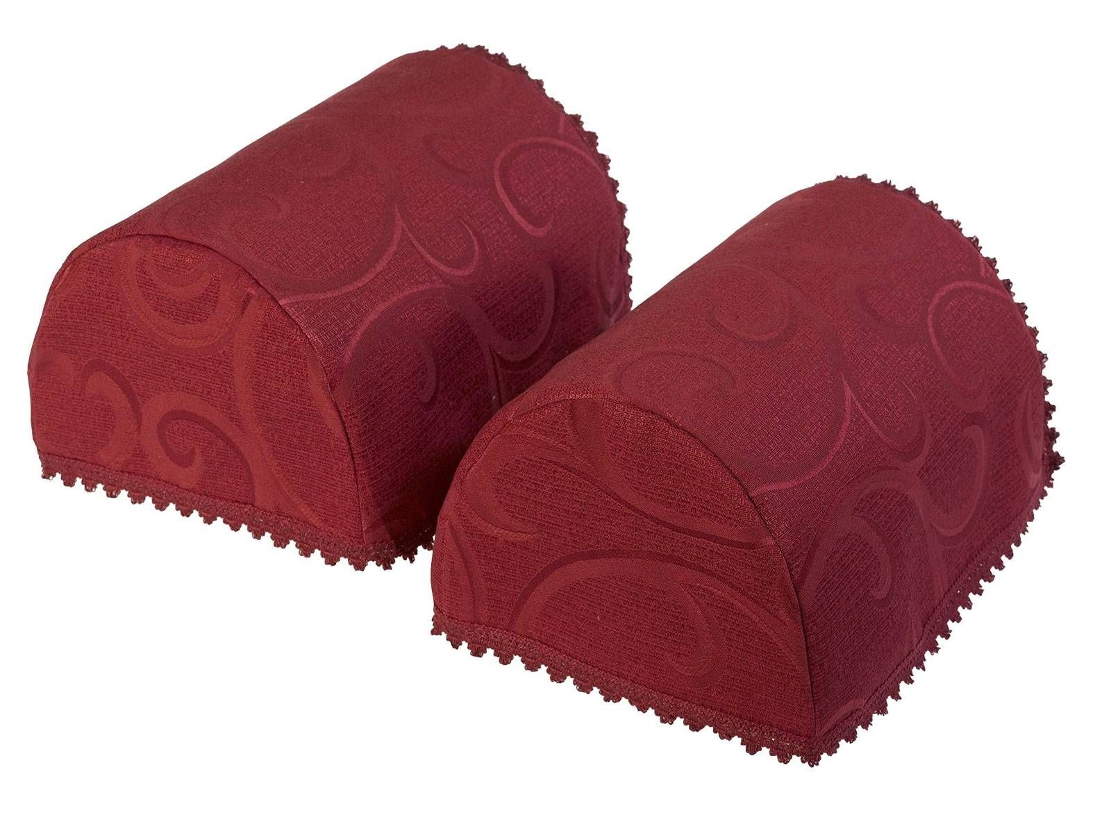 Jacquard Burgundy Arm Caps And Chair Backs (sofa,furniture Covers Throughout Armchair Armrest Covers (View 6 of 15)