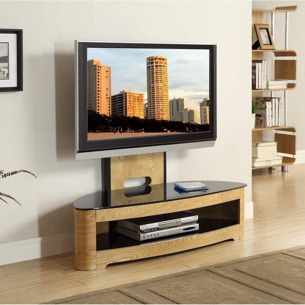 Jual Jf209 Ob Lcd Tv Stands Oak Black Glass 2 Shelf Tvs 40 Up To 55 Intended For Wood Tv Stand With Glass (View 7 of 15)