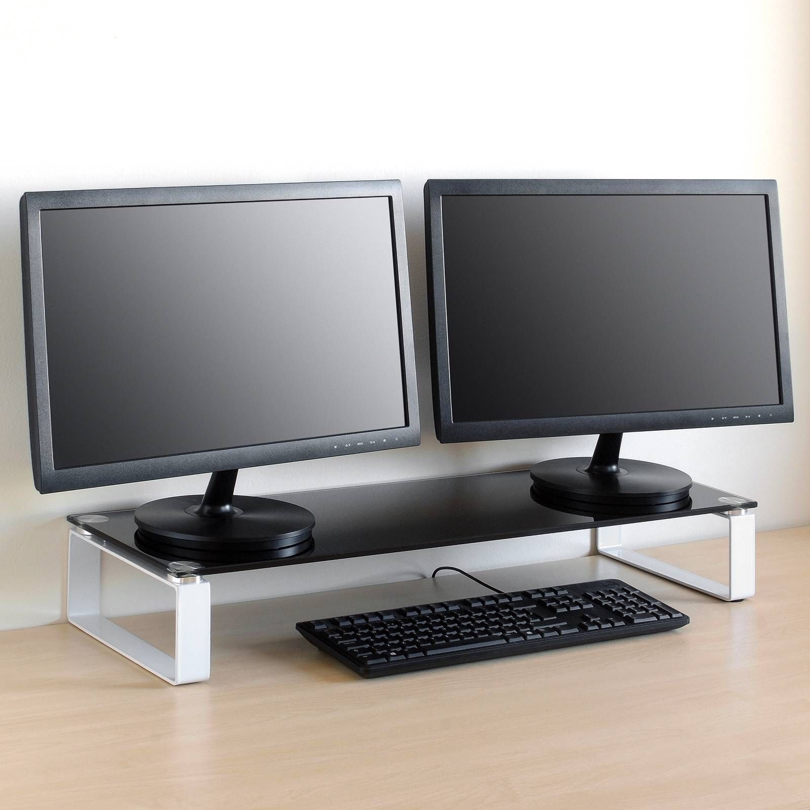Large Double Monitor Riser Stand Pc/imac Screen Tv Display Shelf Inside Tv Riser Stand (View 15 of 15)