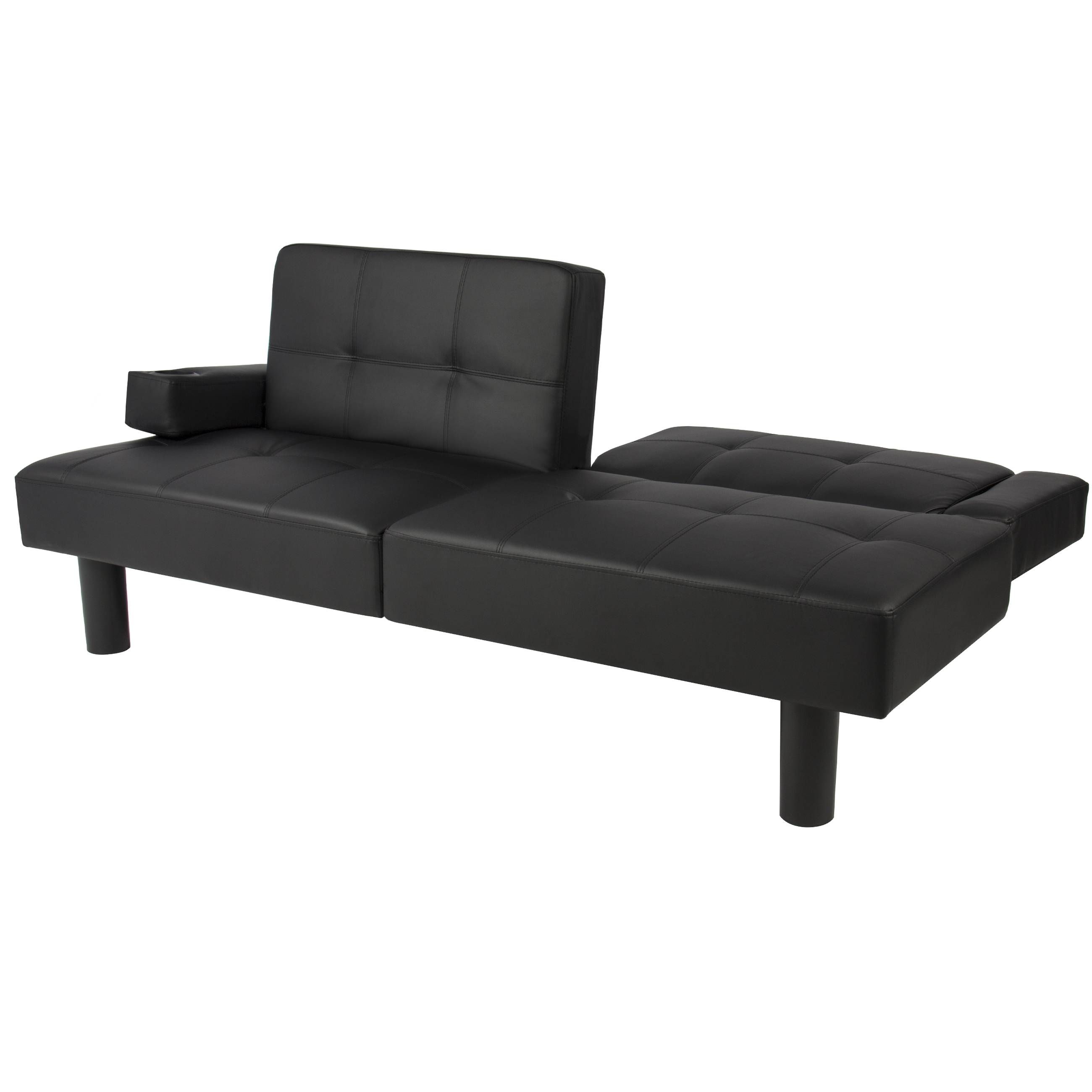 Leather Faux Fold Down Futon Sofa Bed Couch Sleeper Furniture With Convertible Futon Sofa Beds (View 8 of 15)