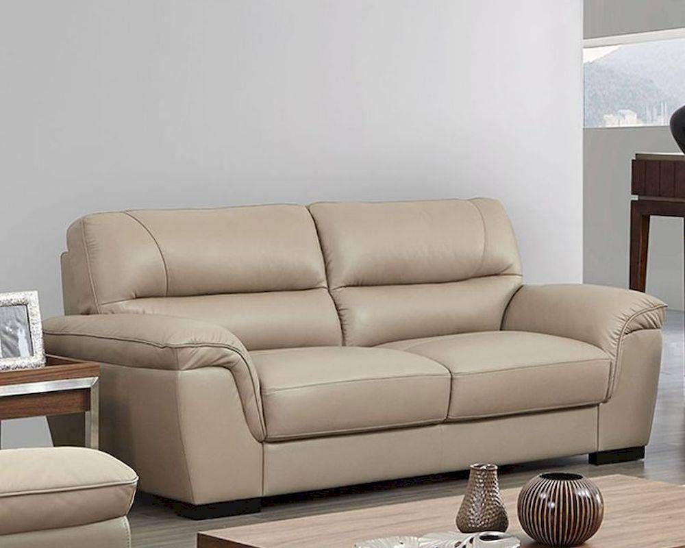 Leather Sofa In Beige Color Esf8052s In Beige Leather Couches (View 5 of 15)