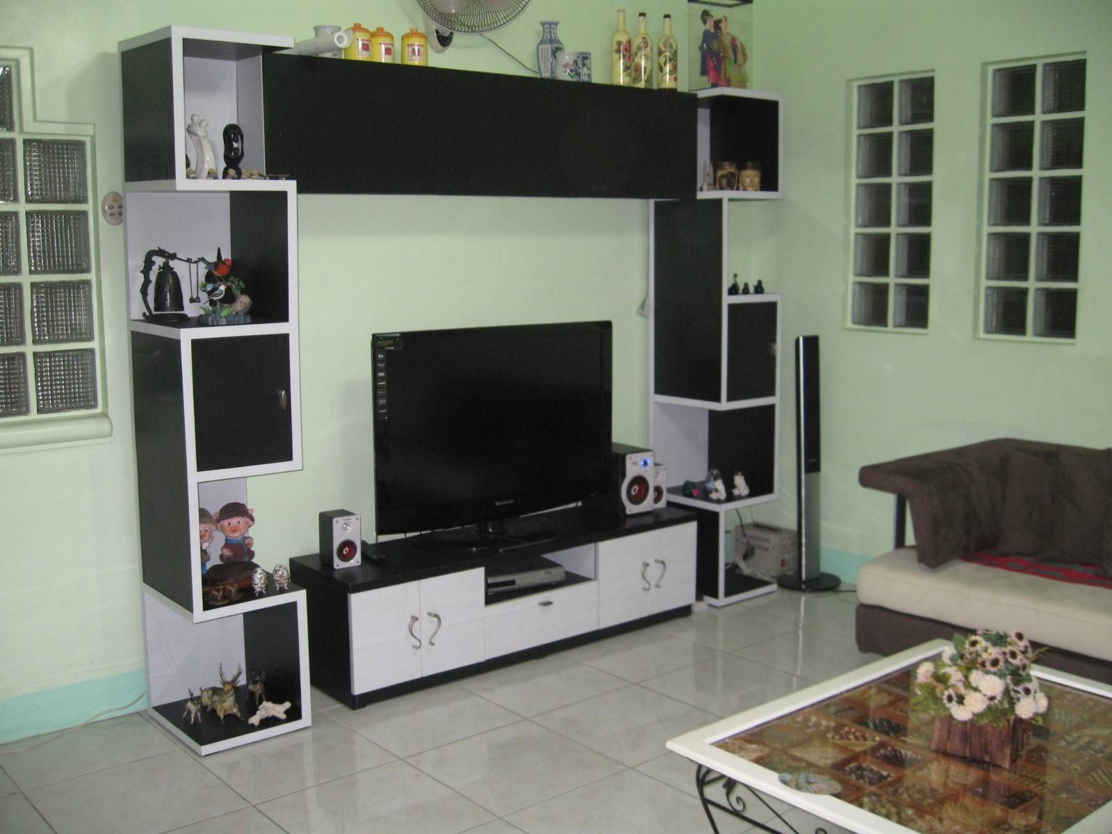 Living Room : Beautiful White Black Glass Wood Modern Design Regarding Wall Display Units And Tv Cabinets (View 8 of 15)