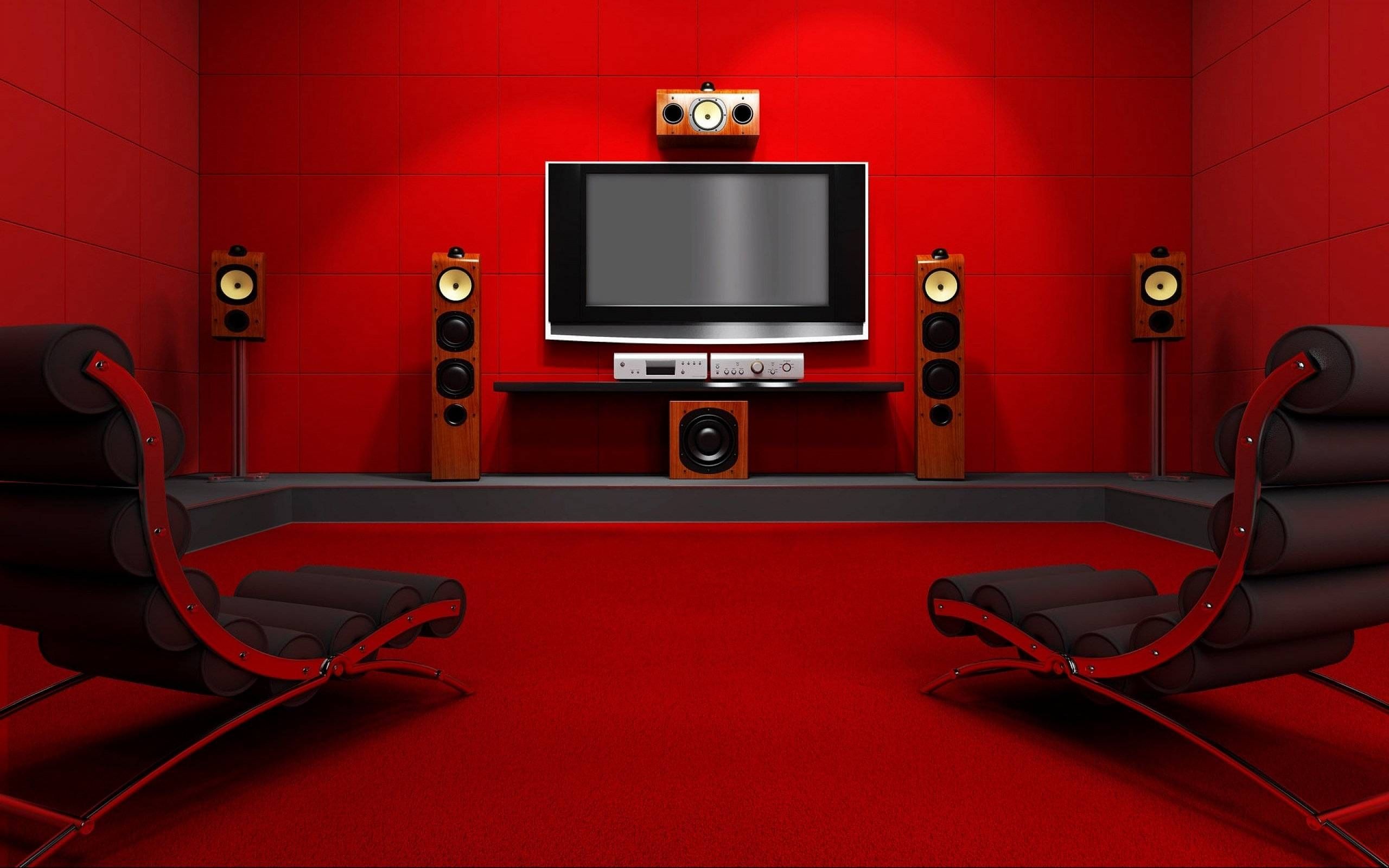 Living Room : Red Color Modern Style Tv Room With Red Wall Also With Regard To Red Tv Cabinets (View 14 of 15)