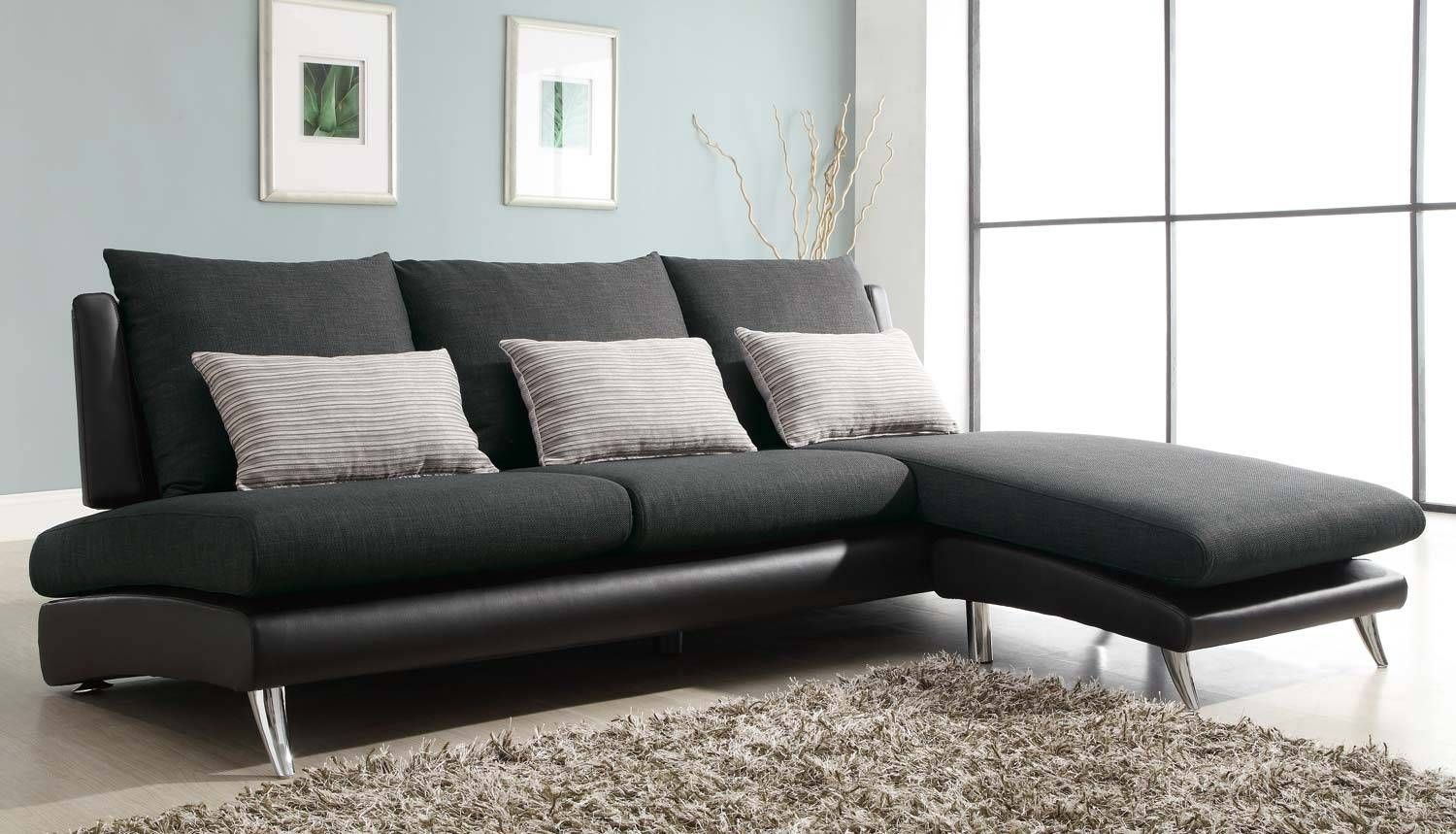 Living Room: Simple And Neat Living Room Decoration Using Modern L Regarding Small Black Sofas (View 12 of 15)
