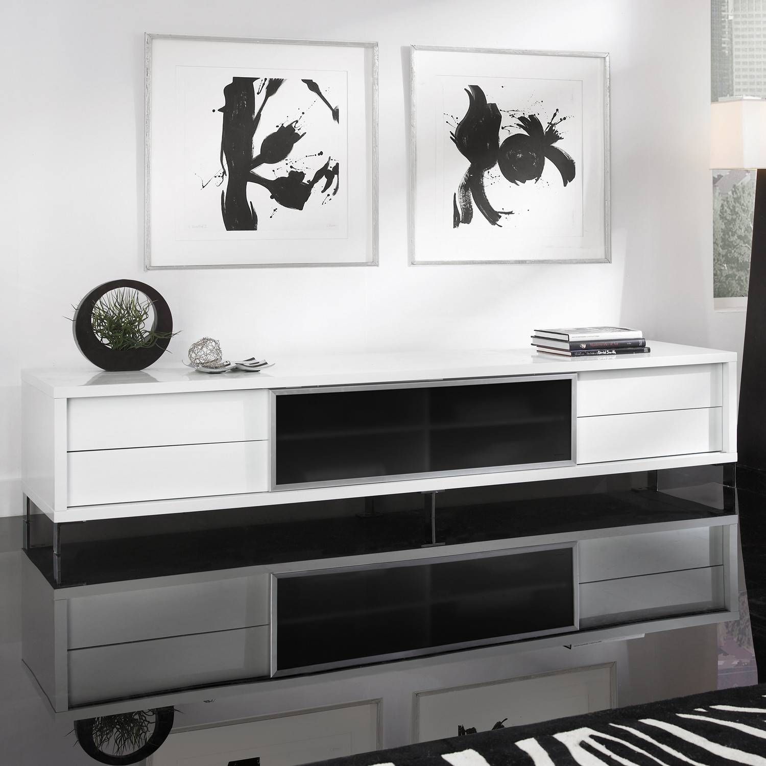 Lovely Black Lacquer Tv Stand 53 In Modern Decoration Design With With Regard To White And Black Tv Stands (Photo 15 of 15)