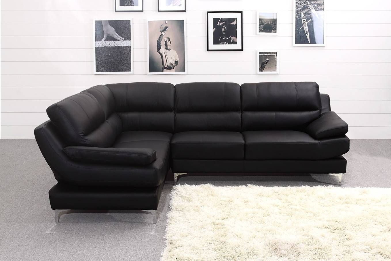 Luxury Black Leather Corner Sofa (View 6 of 15)
