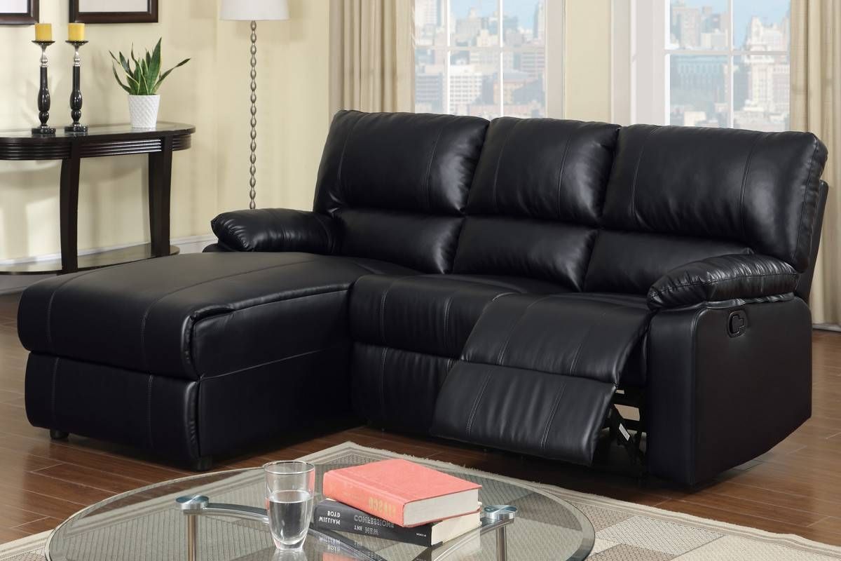 Madison Bonded Leather Sofa Bed With Chaise | Centerfieldbar With Regard To Small Black Sofas (View 10 of 15)