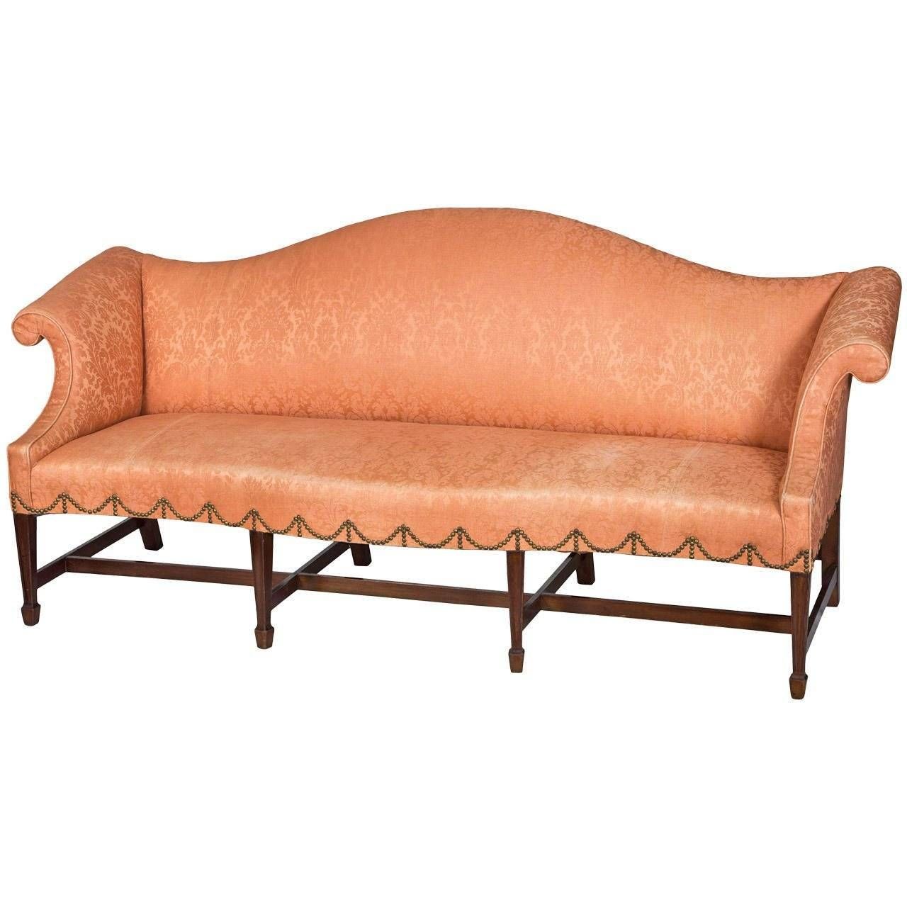 Mahogany Chippendale Camelback Sofa With Bowed Seat And Spade Feet For Chippendale Camelback Sofas (View 7 of 15)
