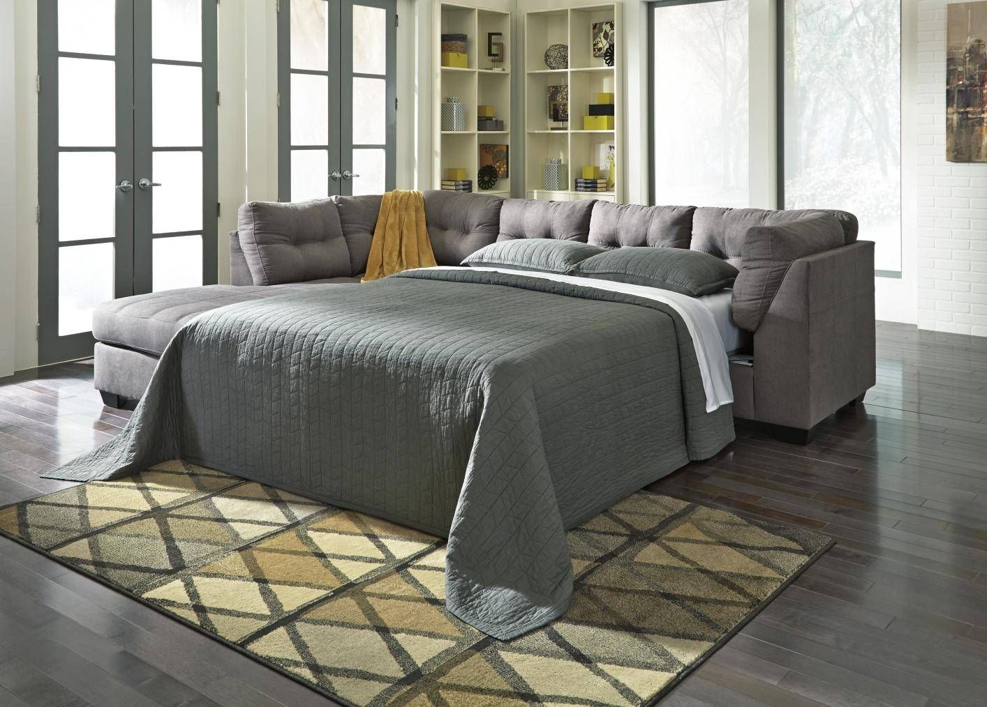 Maier Grey Fabric Sectional Sleeper Sofa – Steal A Sofa Furniture With Los Angeles Sleeper Sofas (Photo 1 of 15)
