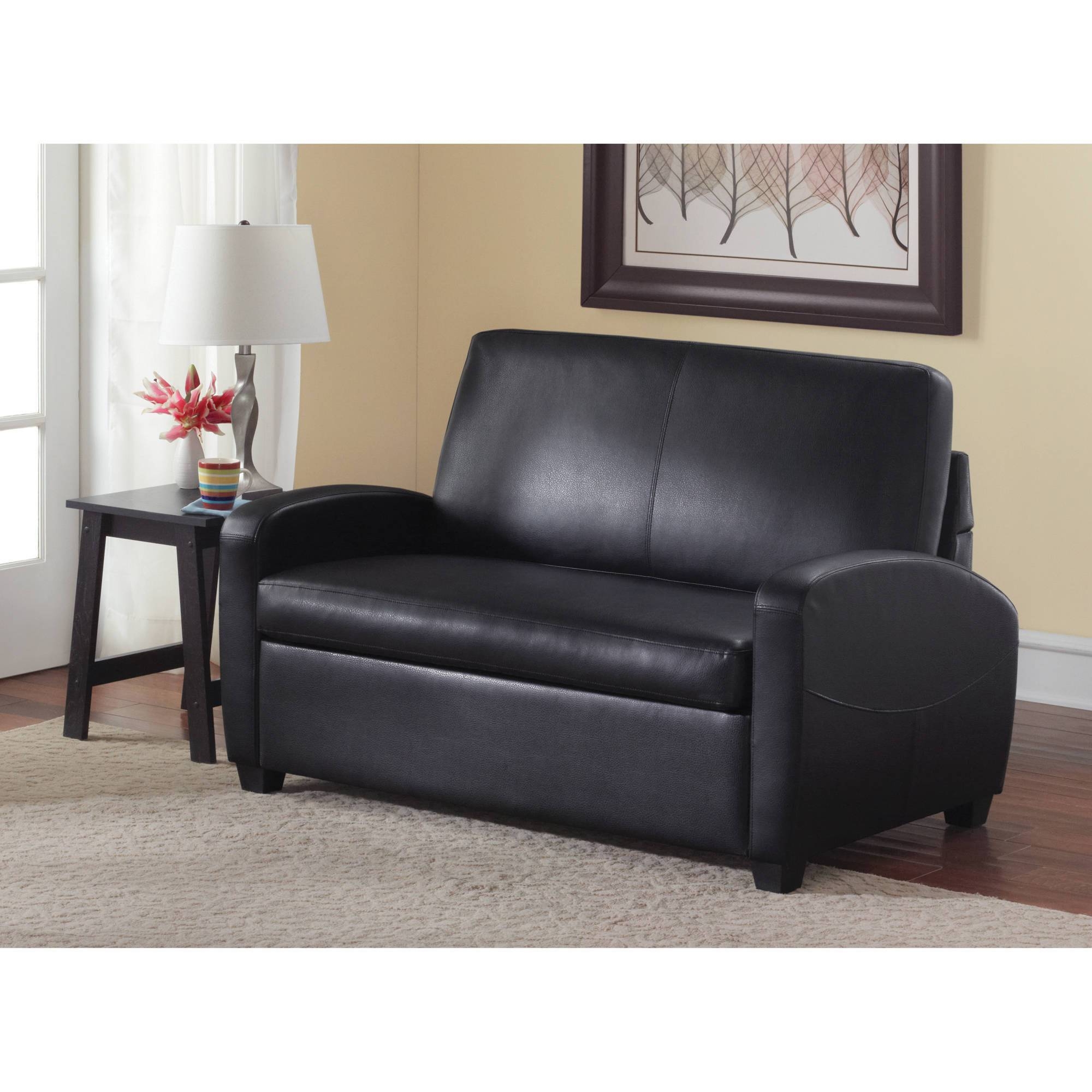 Mainstays Sofa Sleeper, Black – Walmart Intended For Mainstay Sofas (Photo 1 of 15)