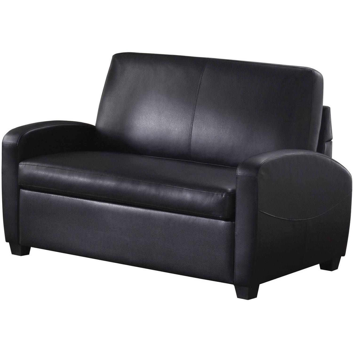 Mainstays Sofa Sleeper, Black – Walmart Pertaining To Faux Leather Sleeper Sofas (View 13 of 15)