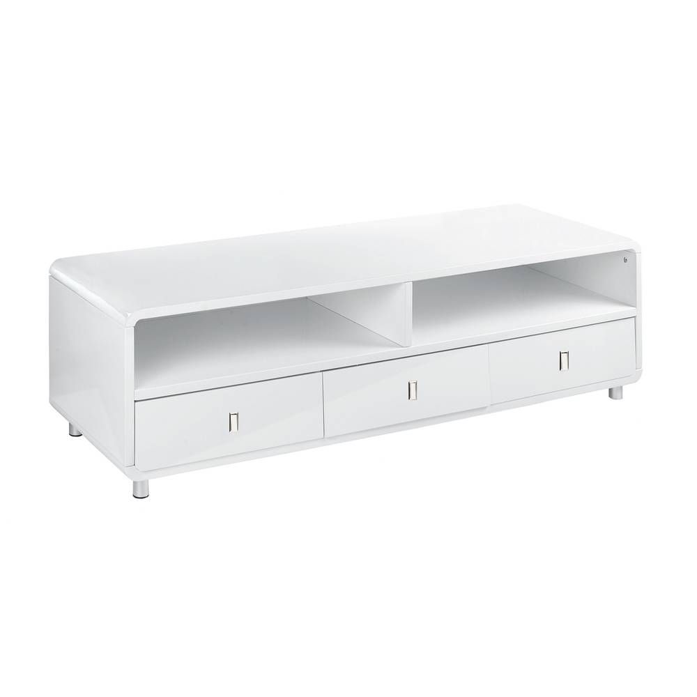 Malone Three Drawer Gloss Tv Unit White – Dwell In White Gloss Tv Cabinets (View 6 of 15)