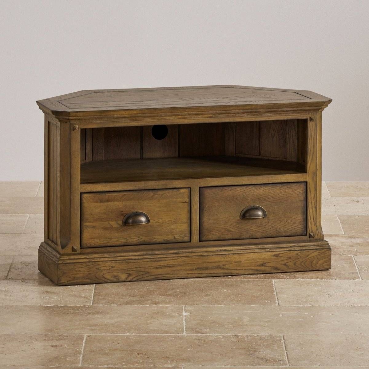 Manor House Corner Tv Cabinet In Solid Oak | Oak Furniture Land For Dark Wood Corner Tv Cabinets (View 7 of 15)