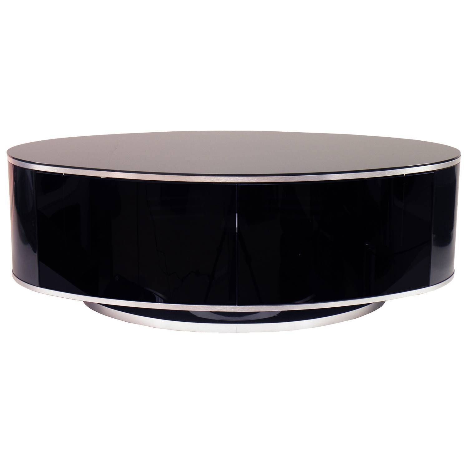Mda Designs Luna Av High Gloss Black Oval Tv Cabinet Up To 55" Tvs Throughout White Gloss Oval Tv Stands (View 14 of 15)