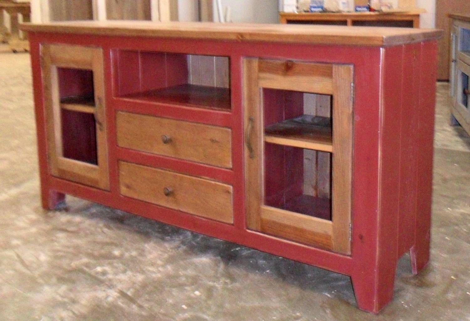 Media Cabinet Reclaimed Wood Tv Stand Rustic Vintage Inside Red Tv Cabinets (Photo 10 of 15)