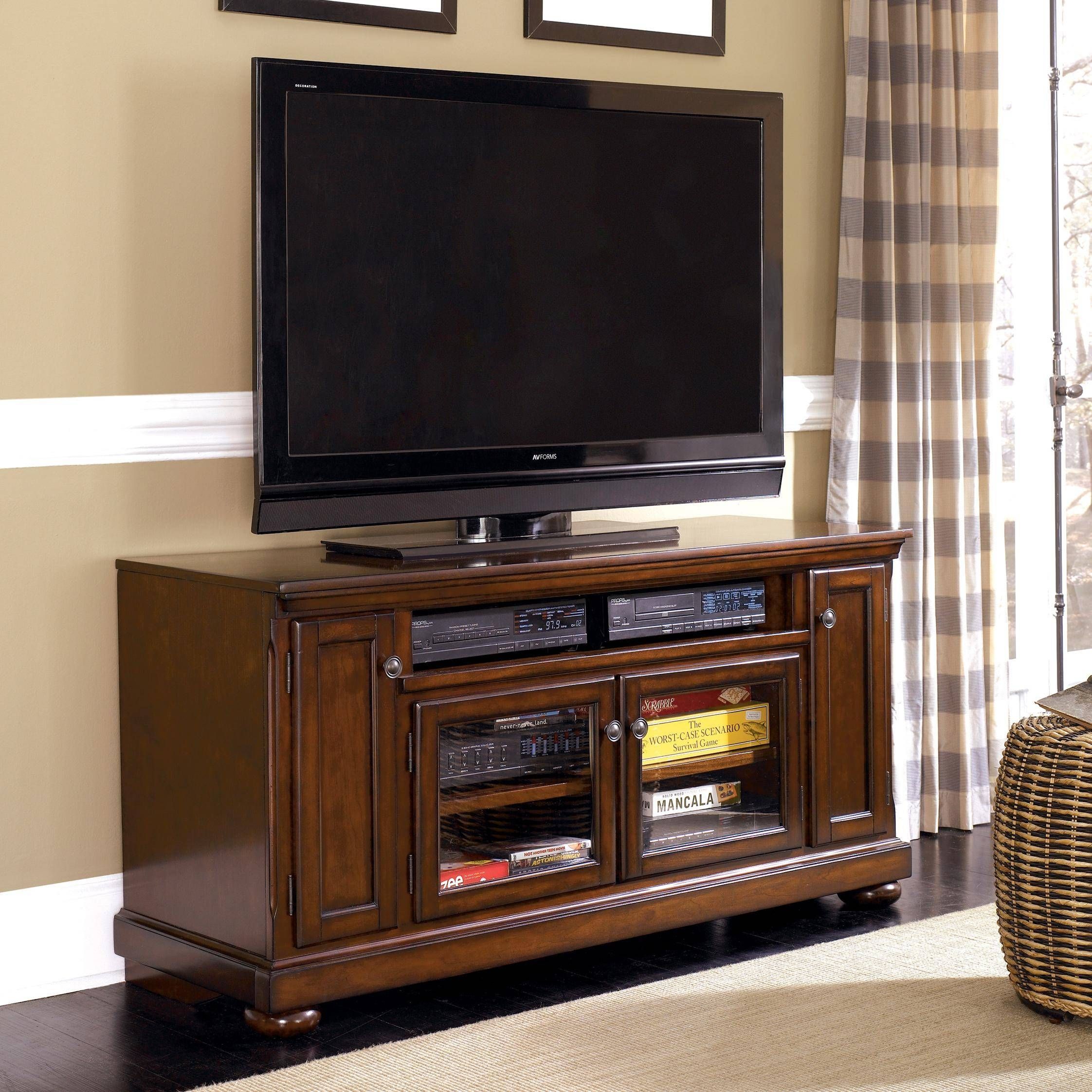 Millennium Porter Transitional Cherry 60" Large Tv Stand – Royal For Tv Stands 38 Inches Wide (Photo 1 of 15)