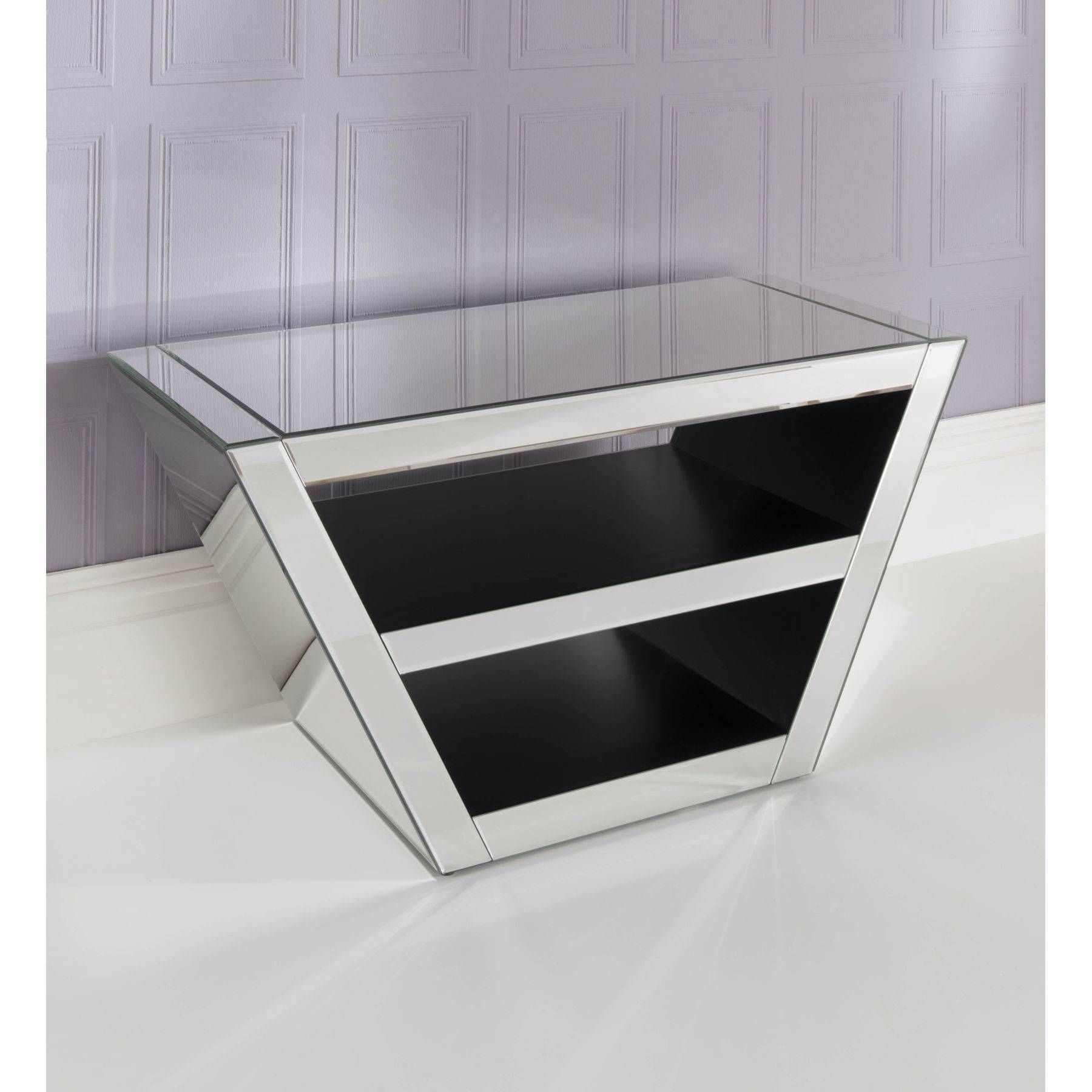 Mirrored Tv Cabinet | Venetian Glass Tv Stand | Homesdirect365 For Glass Tv Cabinets With Doors (View 15 of 15)