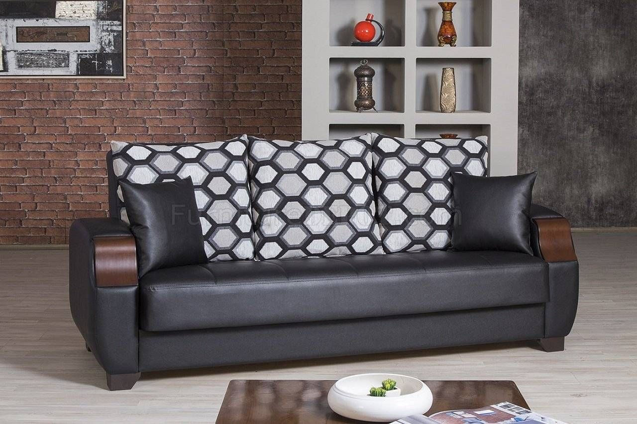 Moda Sofa Bed In Black Leatherettecasamode W/options Within Euro Sofa Beds (Photo 11 of 15)