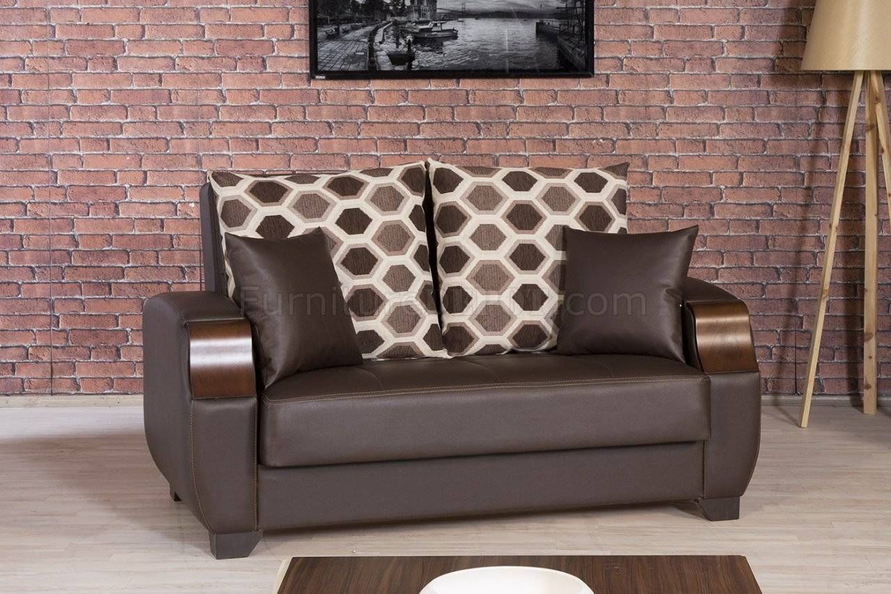 Moda Sofa Bed In Brown Leatherettecasamode W/options Pertaining To Euro Sofa Beds (Photo 1 of 15)