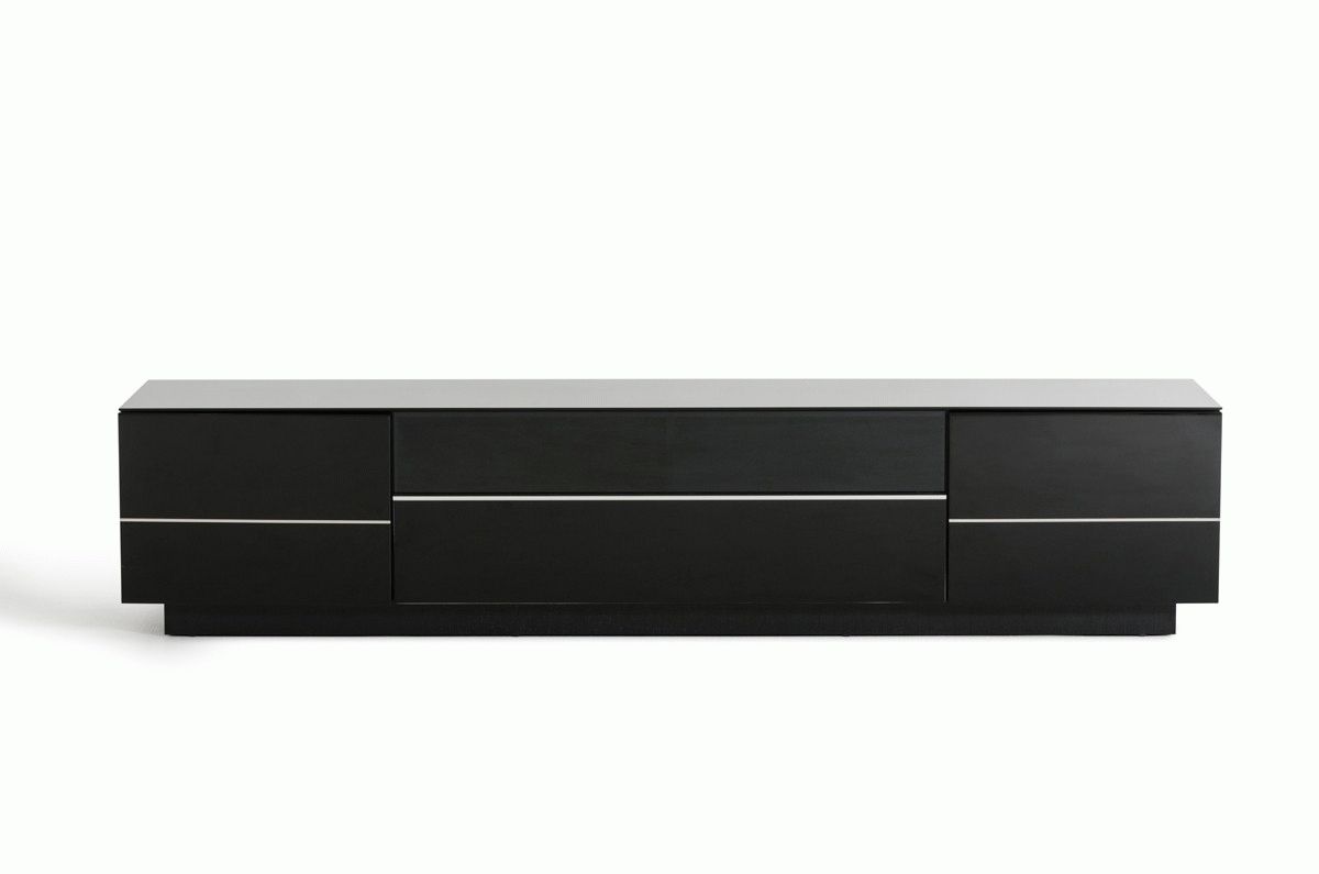 Modern Black Tv Stand, Tv027 Modern Tv Stand In Black High Gloss Intended For Long Black Tv Stands (View 15 of 15)