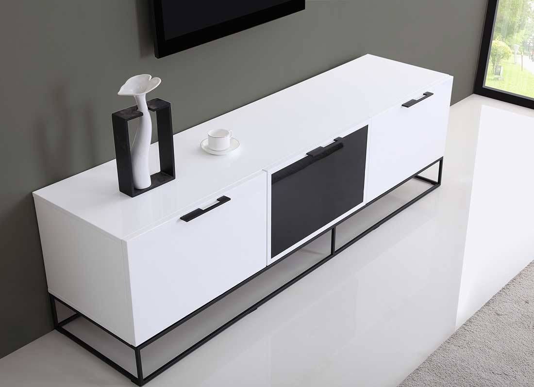 Modern White Black Tv Stand Bm35 | Tv Stands Inside White And Black Tv Stands (Photo 4 of 15)