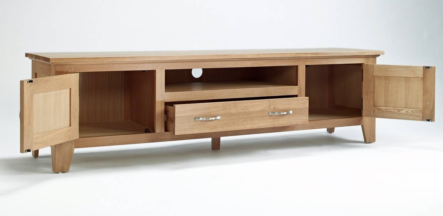 Oak Large Tv Unit Within Wide Tv Cabinets (View 1 of 15)