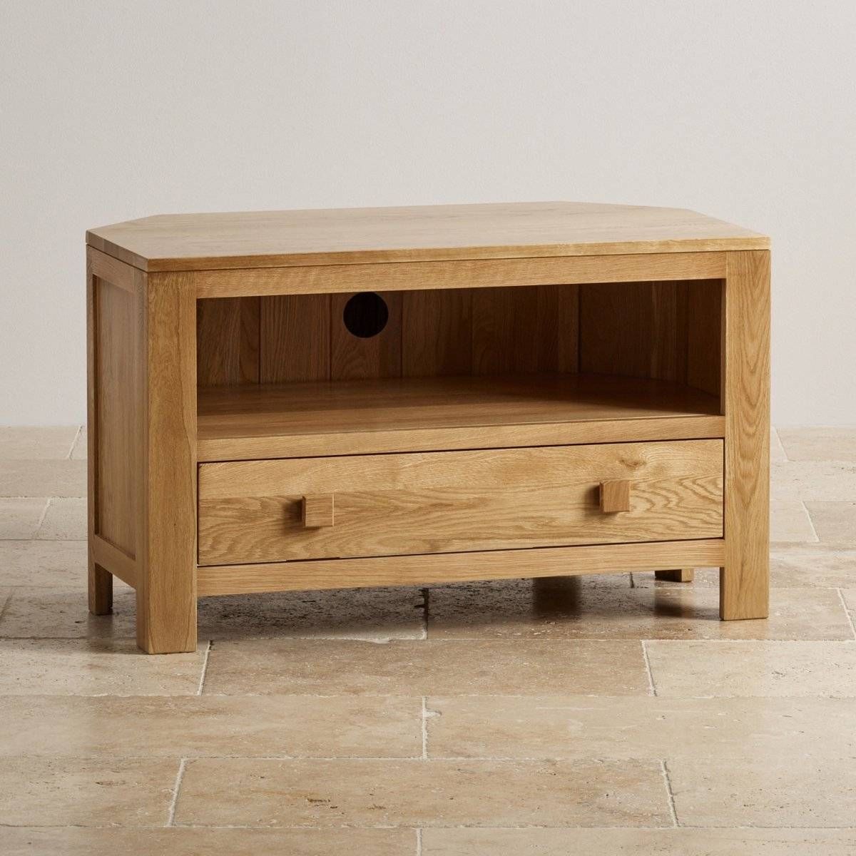 Oakdale Corner Tv Cabinet In Solid Oak | Oak Furniture Land Throughout Dark Wood Corner Tv Cabinets (View 10 of 15)
