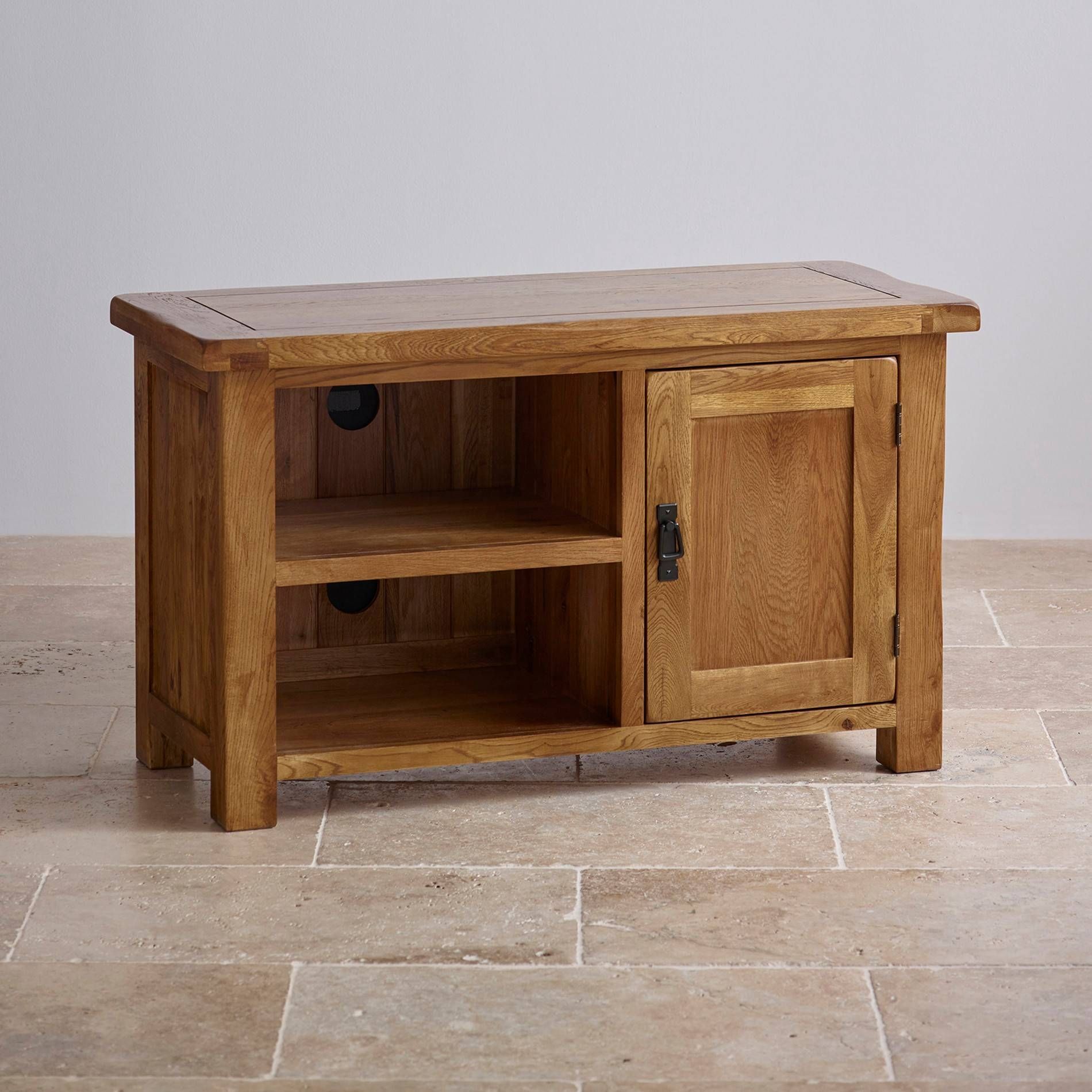 Original Rustic Tv Cabinet In Solid Oak | Oak Furniture Land Regarding Cheap Oak Tv Stands (View 3 of 15)