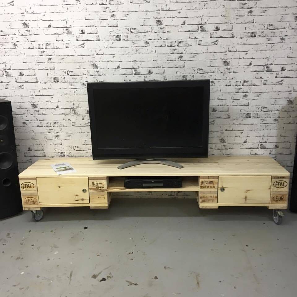 Pallet Tv Stand With Cabinets Intended For Long Low Tv Cabinets (View 1 of 15)