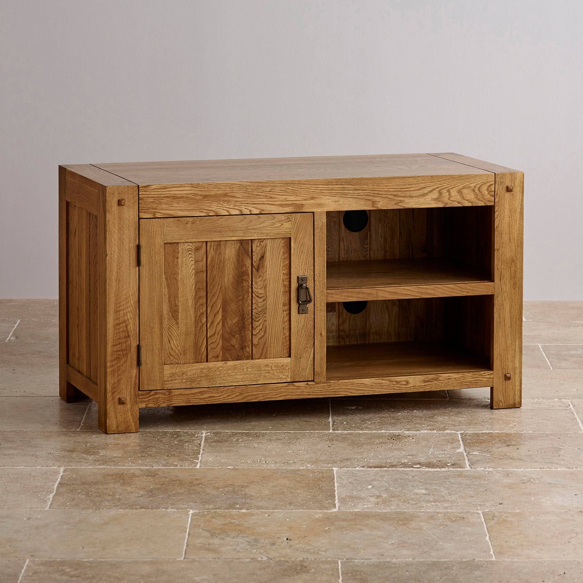 Quercus Tv Cabinet In Rustic Solid Oak | Oak Furniture Land With Solid Oak Tv Cabinets (Photo 1 of 15)