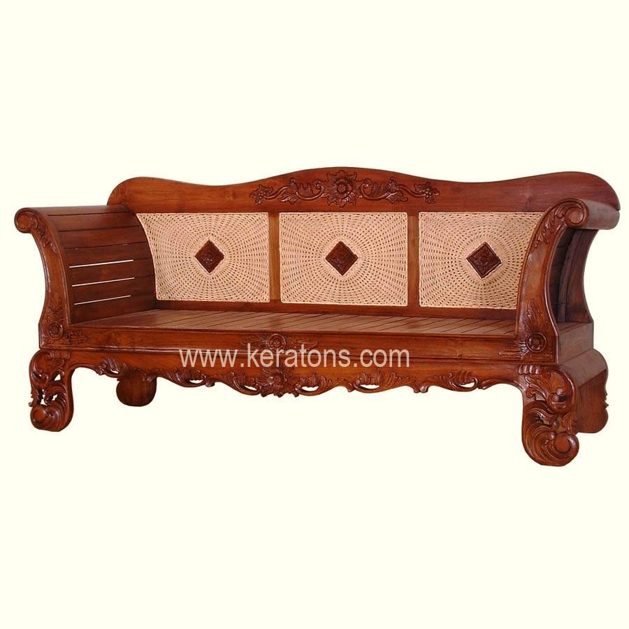 Rattan Back Wooden Carved Sofa | Balikpapan Furniture Showroom With Regard To Carved Wood Sofas (Photo 1 of 15)