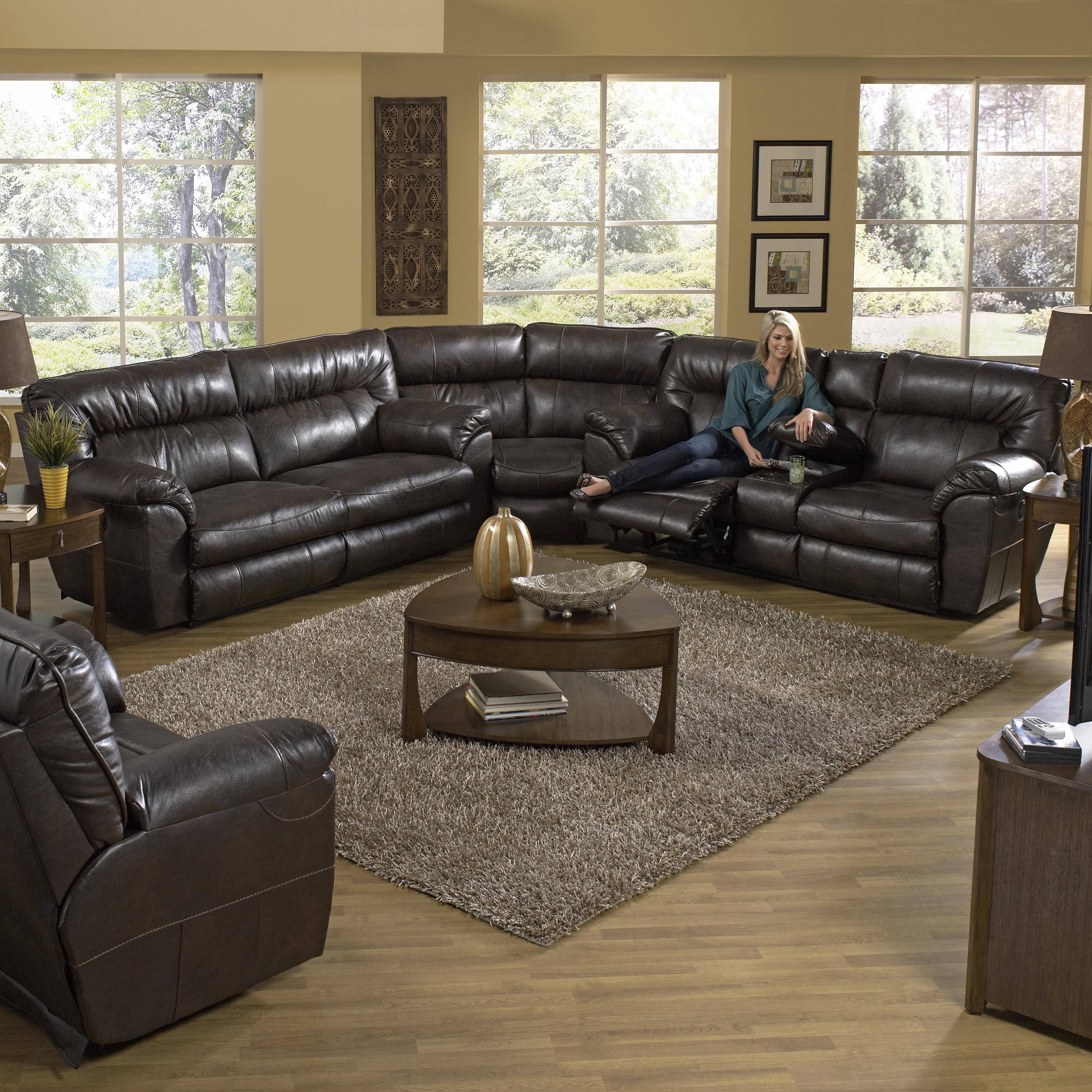 Reclining Sectional Sofa With Right Consolecatnapper | Wolf Throughout Catnapper Sofas (Photo 5 of 15)