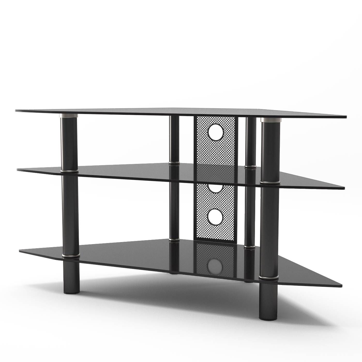 Ruby 44 Inch Corner Glass Tv Stand In Black Throughout Black Glass Tv Stands (Photo 8 of 15)