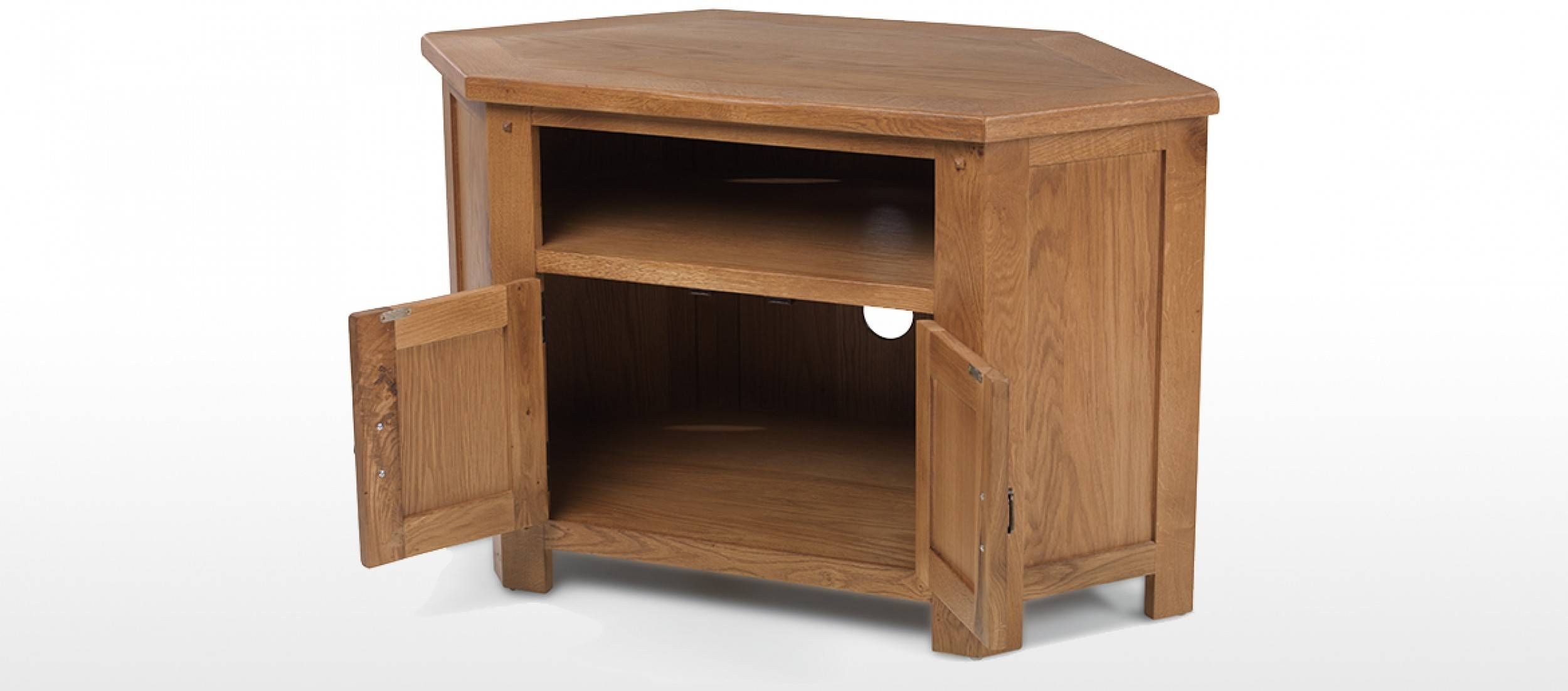 Rustic Oak Corner Tv Cabinet | Quercus Living Pertaining To Corner Tv Cabinets (View 13 of 15)