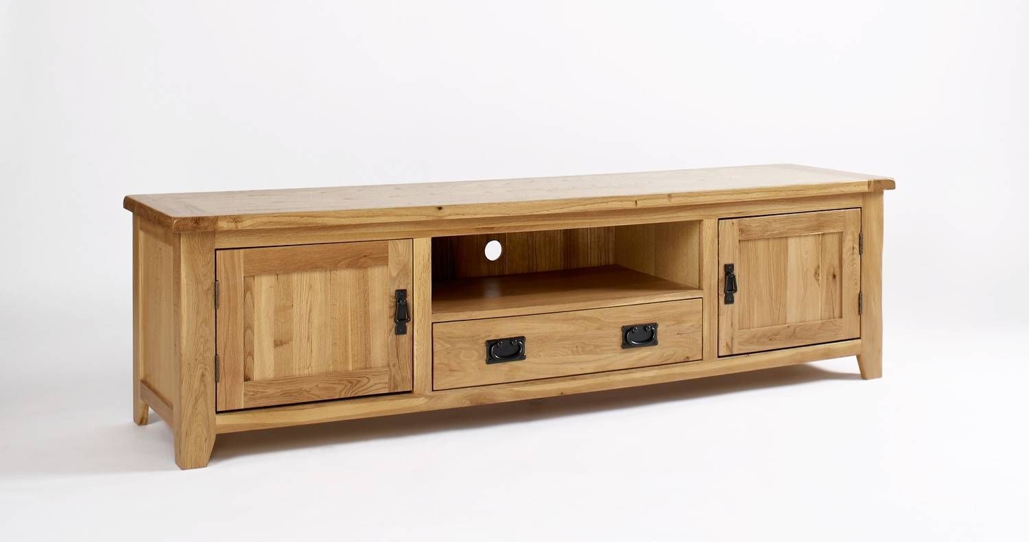 Rustic Oak Widescreen Tv Cabinet | Hampshire Furniture In Wide Tv Cabinets (View 5 of 15)