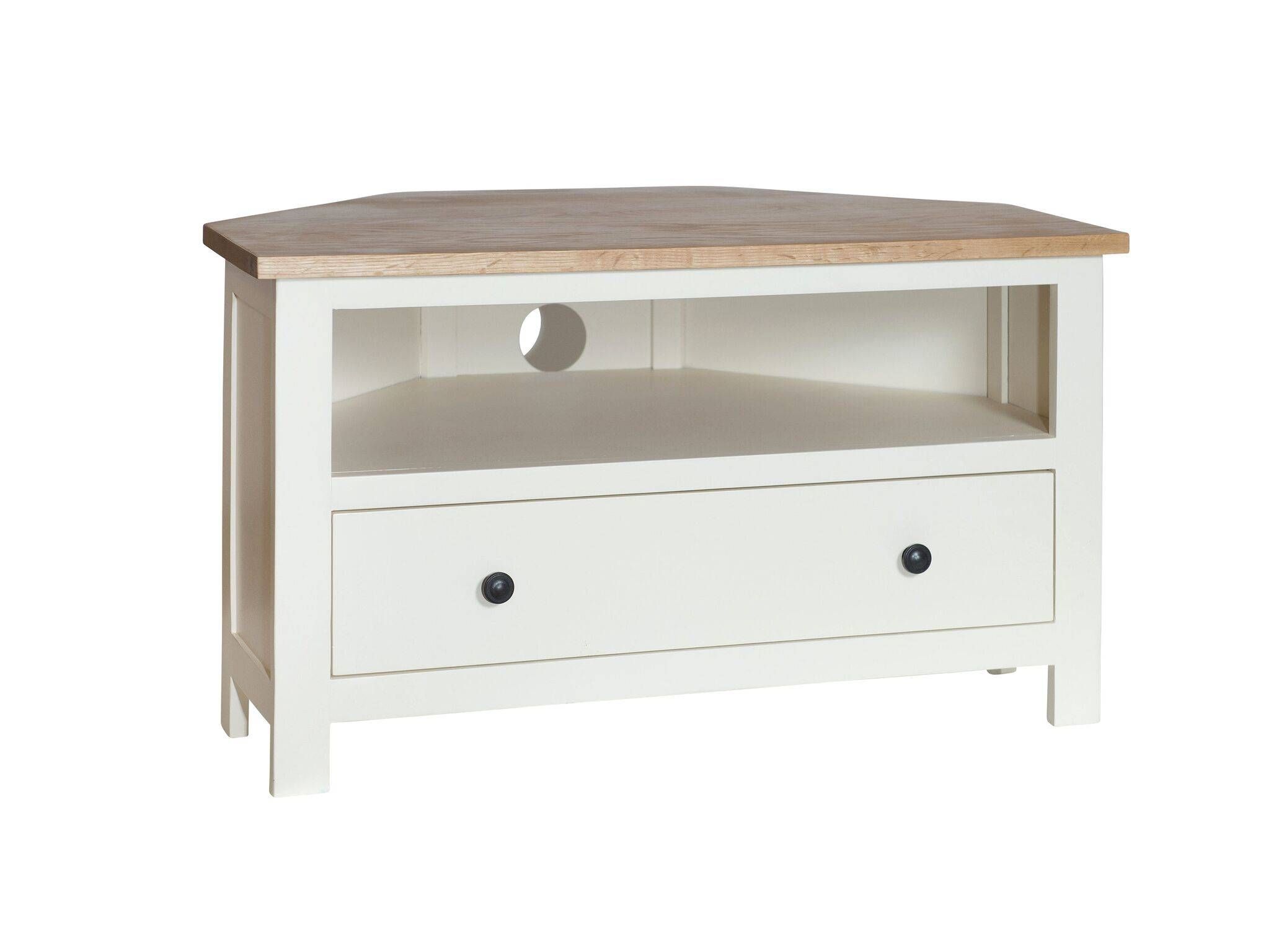 S0 – Cream Painted Oak Top Corner Tv Unit – Country Furniture Barn In Painted Corner Tv Cabinets (View 14 of 15)
