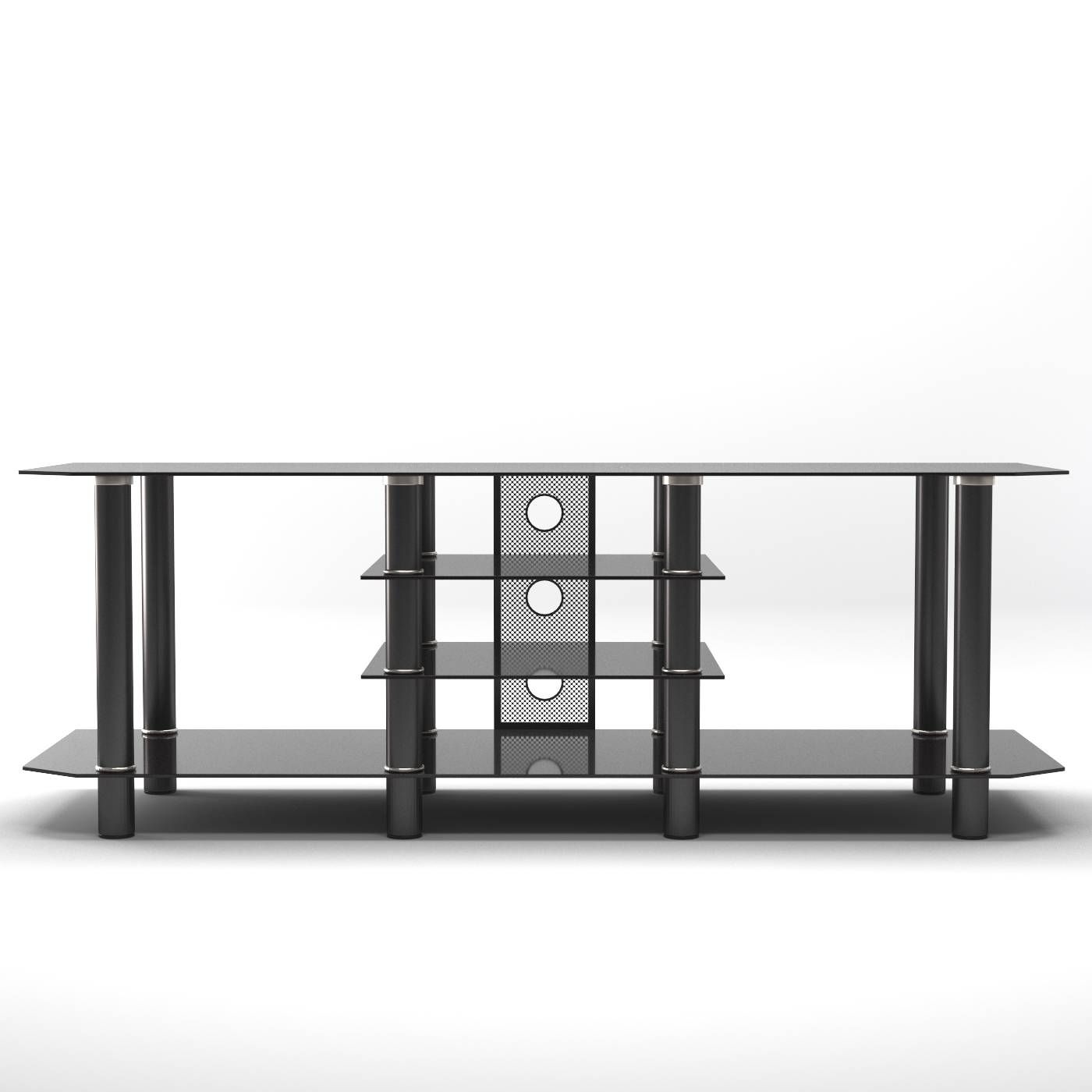 Salerno 60 Inch Glass Tv Stand In Black Within Black Glass Tv Stands (View 10 of 15)