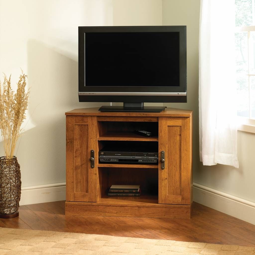 Sauder Harvest Mill Corner Tv Stand 404962 Throughout Wood Corner Tv Cabinets (View 4 of 15)