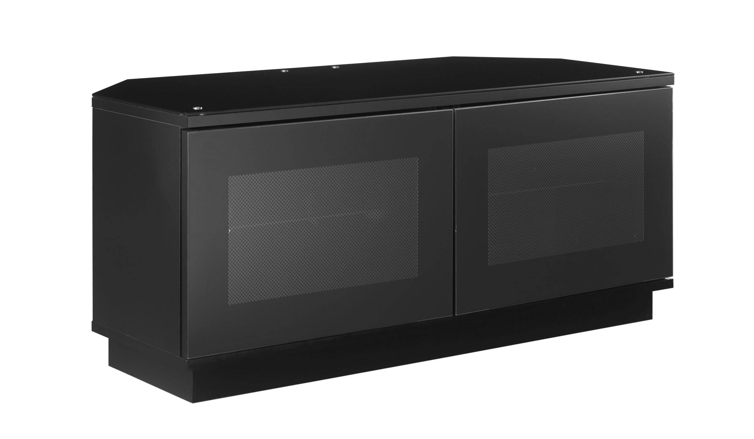 Small Black Tv Stand Cabinet With Door For Corner – Decofurnish Regarding Small Black Tv Cabinets (View 4 of 15)