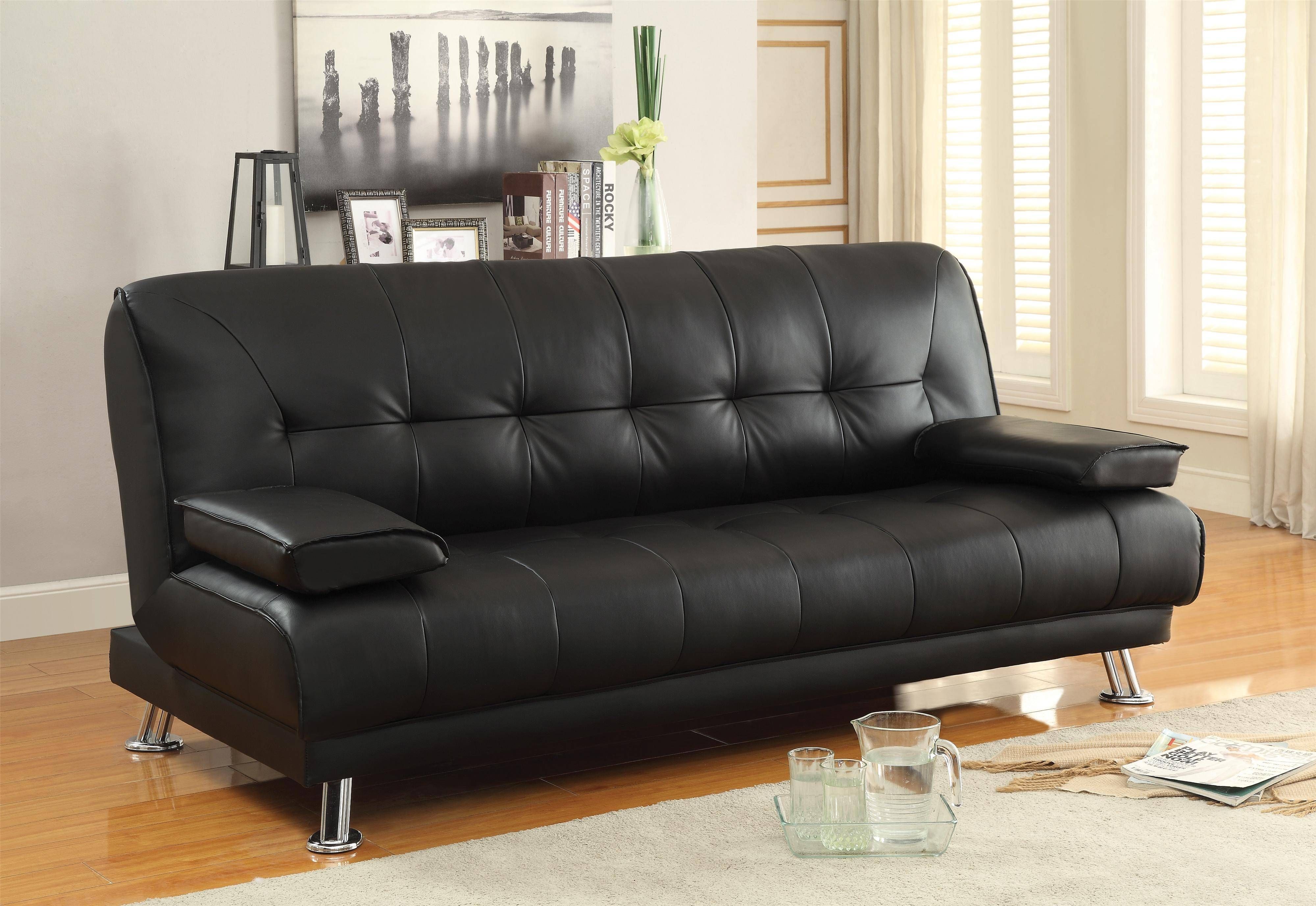 Sofa Beds And Futons Faux Leather Convertible Sofa Bed With Throughout Faux Leather Futon Sofas (View 12 of 15)