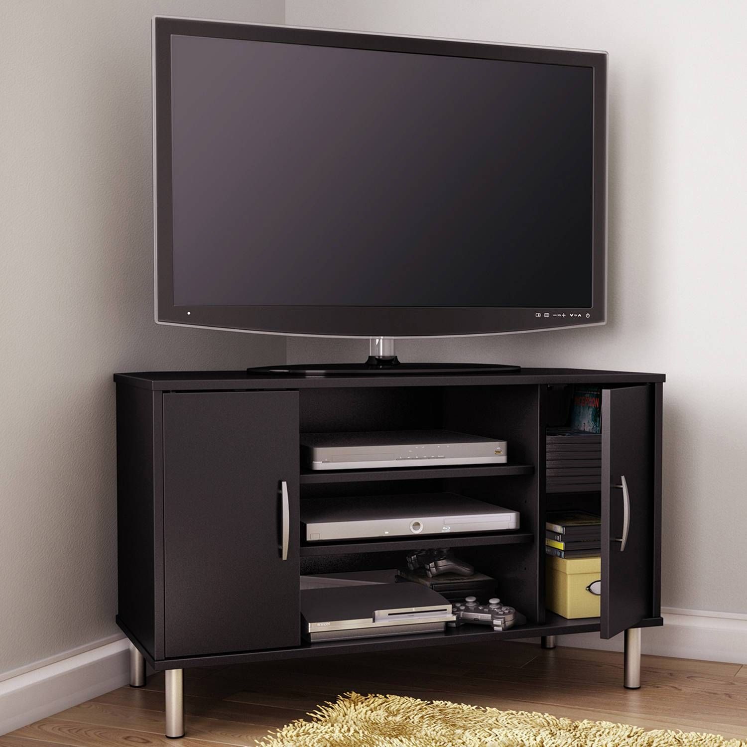 South Shore Renta Corner Tv Stand For Tvs Up To 42", Multiple In Black Wood Corner Tv Stands (Photo 1 of 15)
